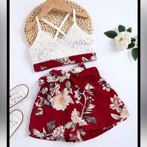 NWT SHEIN KIDS Toddler Lace Cami and Shorts Set